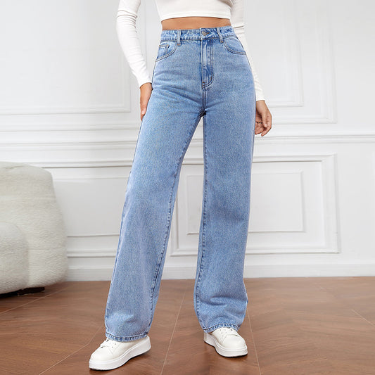 Effortless Elegance: High-Waisted Washed Jeans